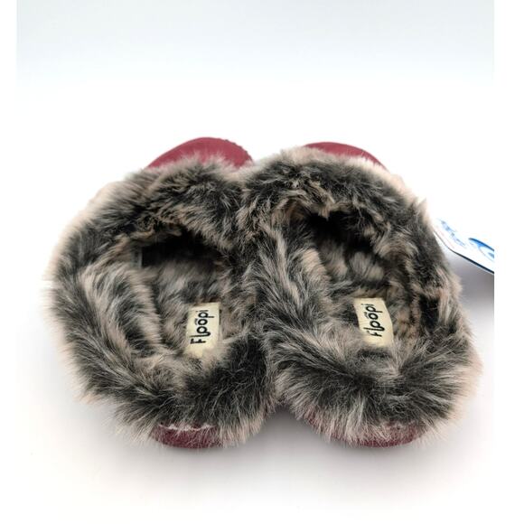 Floopi Aztec Faux Fur Lined Memory Foam Slippers Women's Red Size US9-10 - Picture 5 of 10